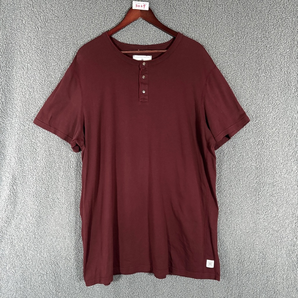 Reigning Champ Short Sleeve Henley Shirt - Men's Size XXL - Red